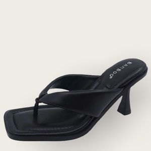 New Black Open Toe Thong Sandals Stiletto Heel